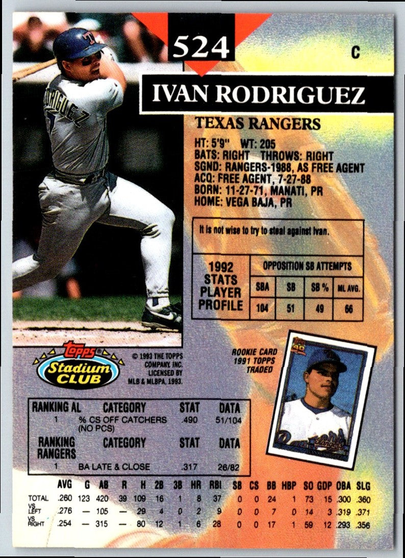 1993 Stadium Club Ivan Rodriguez
