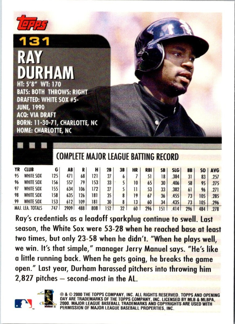 2000 Topps Opening Day Ray Durham