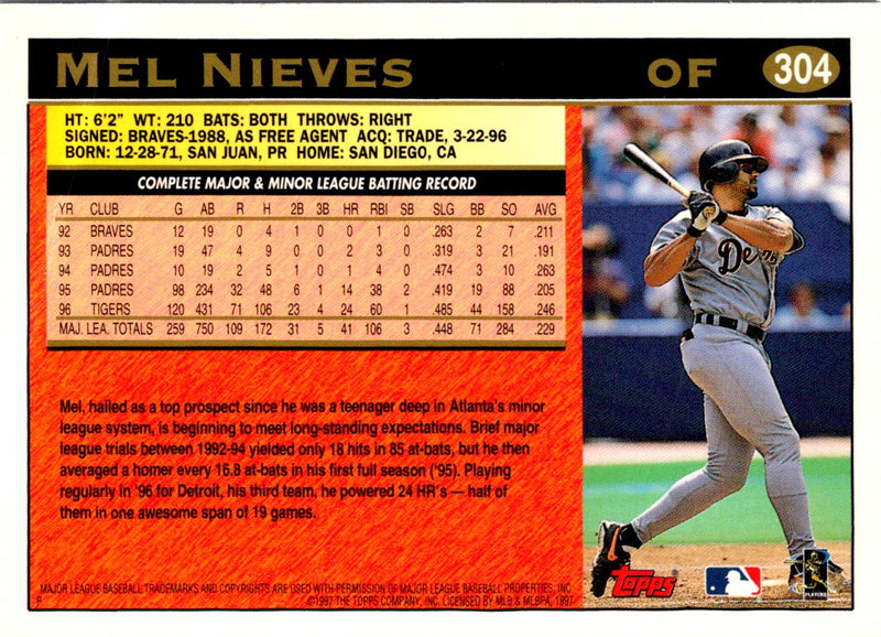 1997 Topps Melvin Nieves