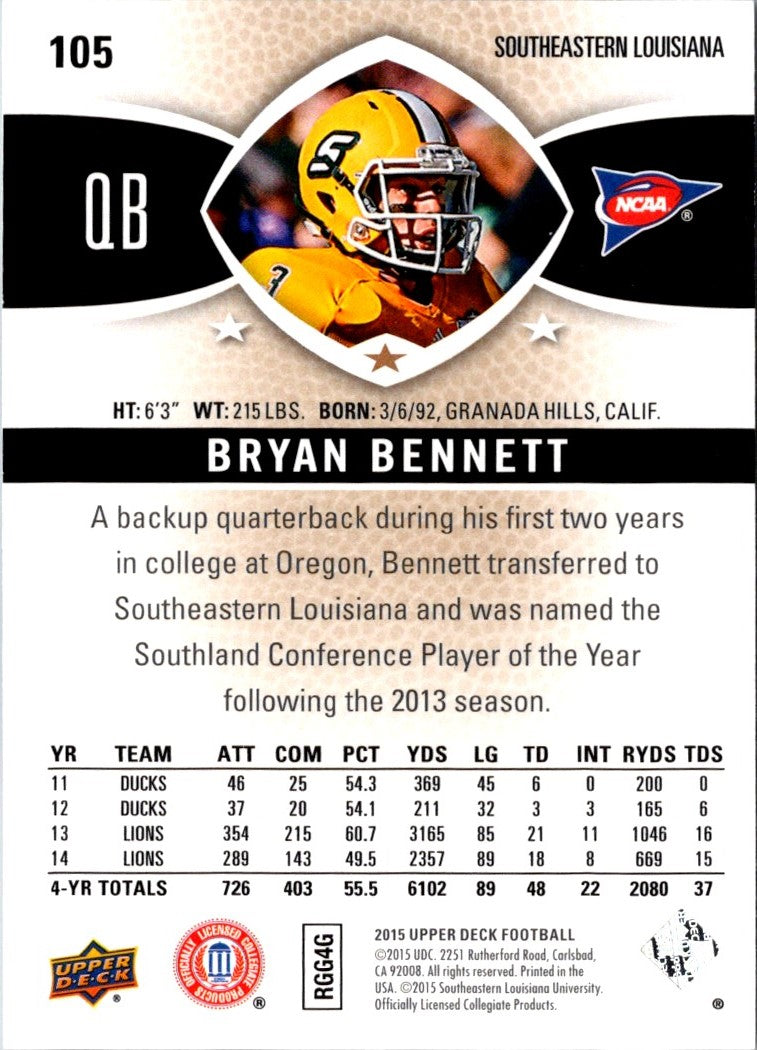 2015 Upper Deck Bryan Bennett