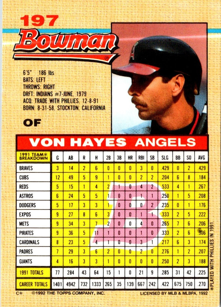 1992 Bowman Von Hayes