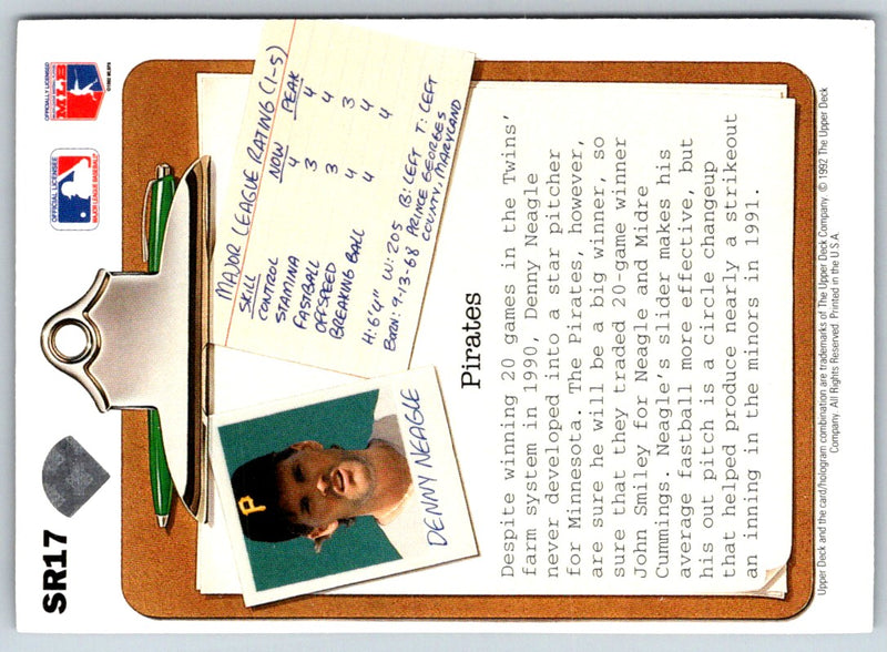 1992 Upper Deck Scouting Report Denny Neagle