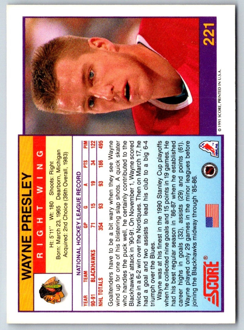 1991 Score Wayne Presley