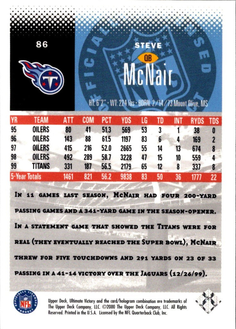 1999 SP Authentic Steve McNair