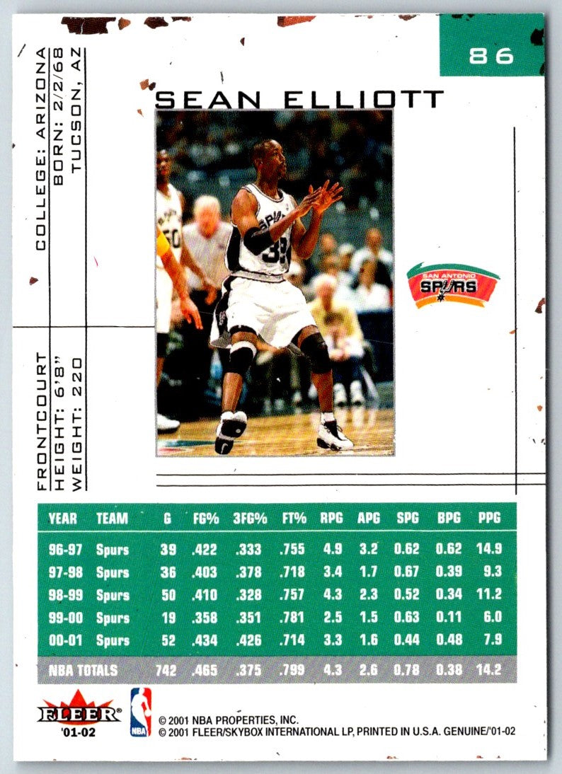 2001 Fleer Genuine Sean Elliott