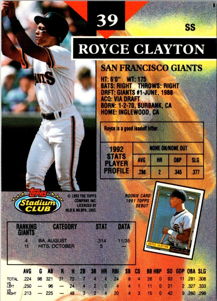 1993 Stadium Club Royce Clayton