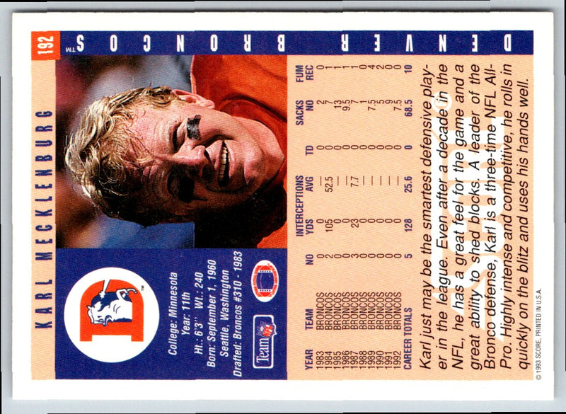 1993 Score Karl Mecklenburg