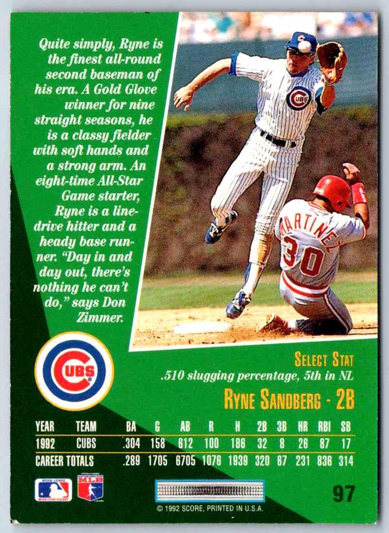 1992 Score Ryne Sandberg