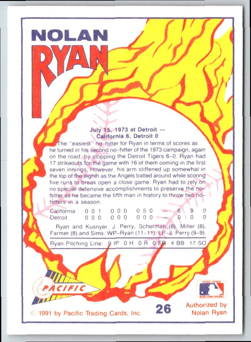 1991 Pacific Nolan Ryan Texas Express I Milestones Gold No-Hitter 2