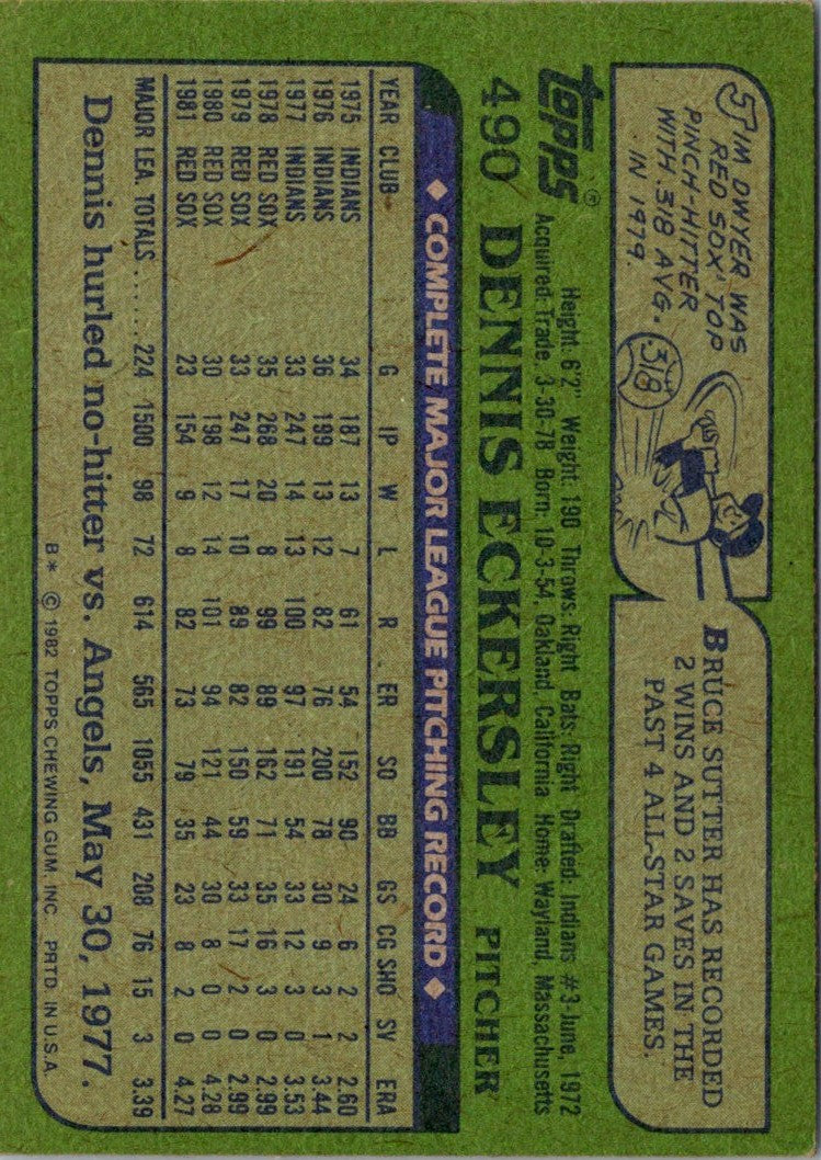 1982 O-Pee-Chee Dennis Eckersley