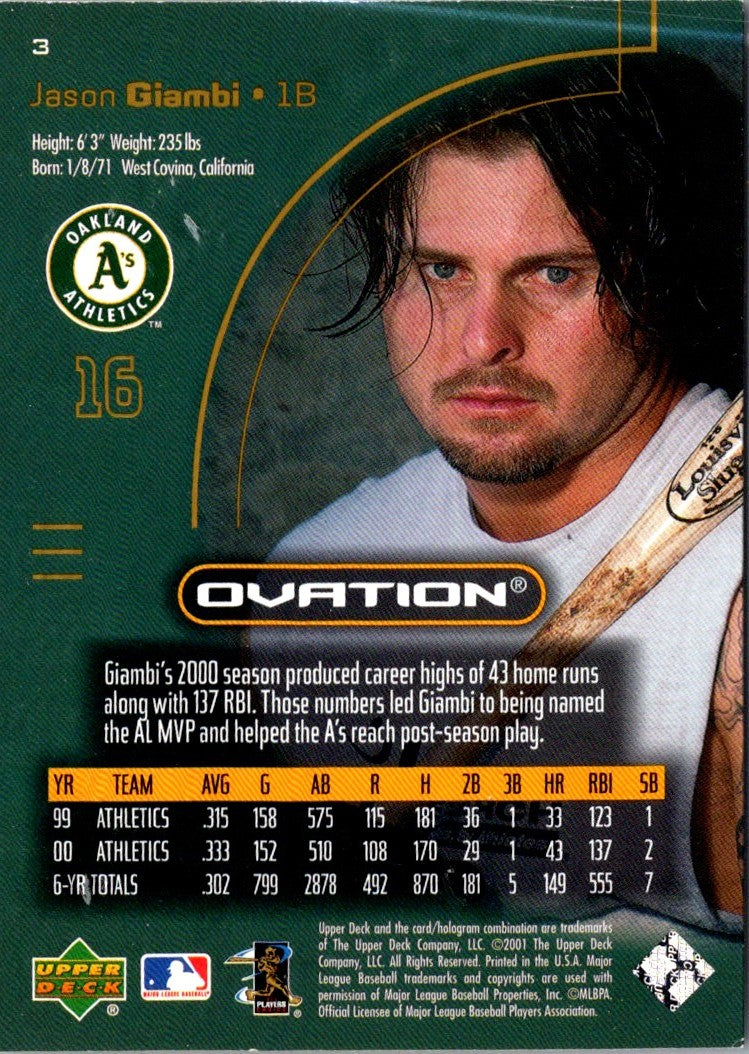 2001 Upper Deck Evolution Jason Giambi