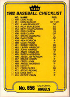 1982 Fleer Checklist: Angels/Pirates #656