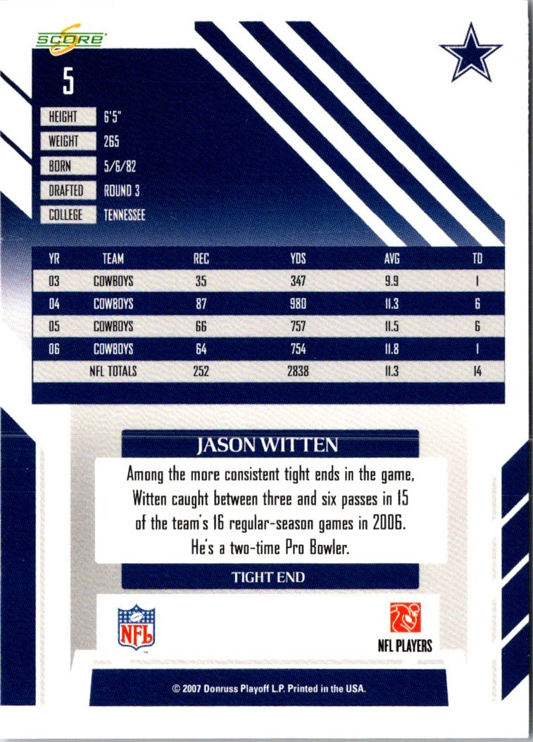 2007 Score Jason Witten