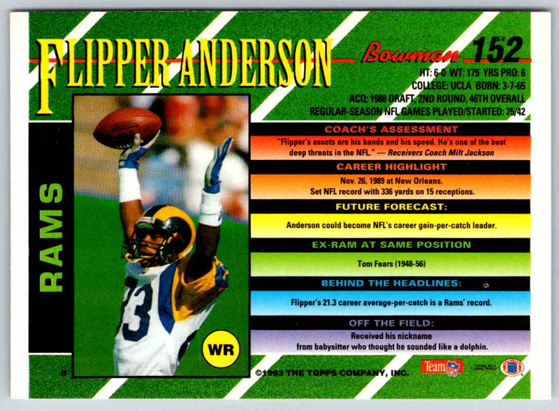 1993 Bowman Football Flipper Anderson