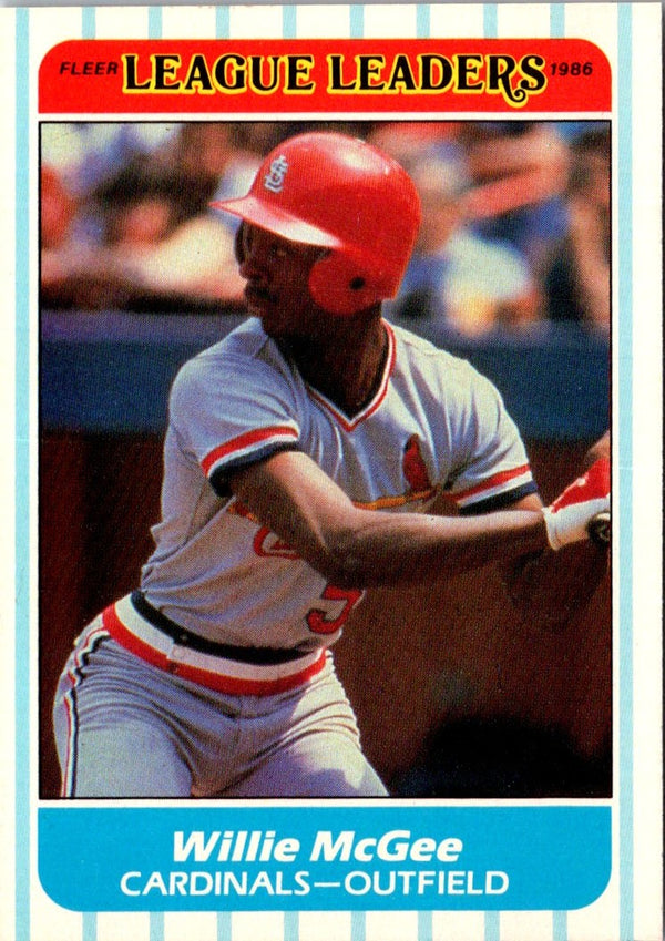 1986 Fleer League Leaders Willie McGee #24