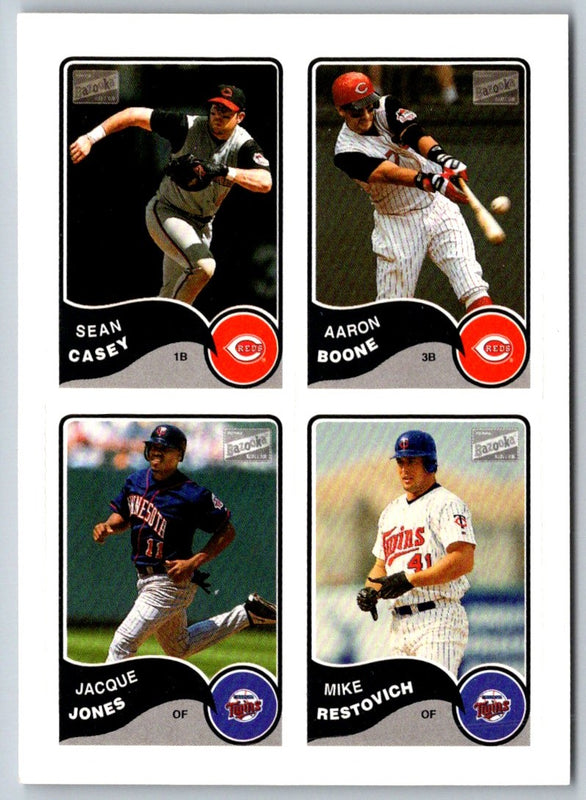 2003 Bazooka 4-on-1 Stickers Sean Casey/Aaron Boone/Jacque Jones/Michael Restovich #44