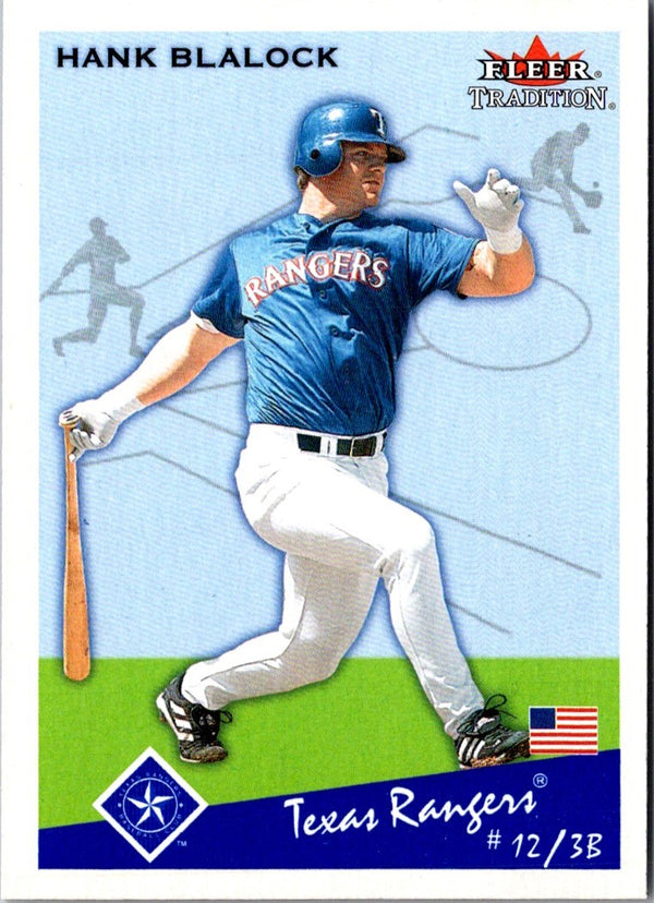 2002 Fleer Tradition Update Hank Blalock #U190