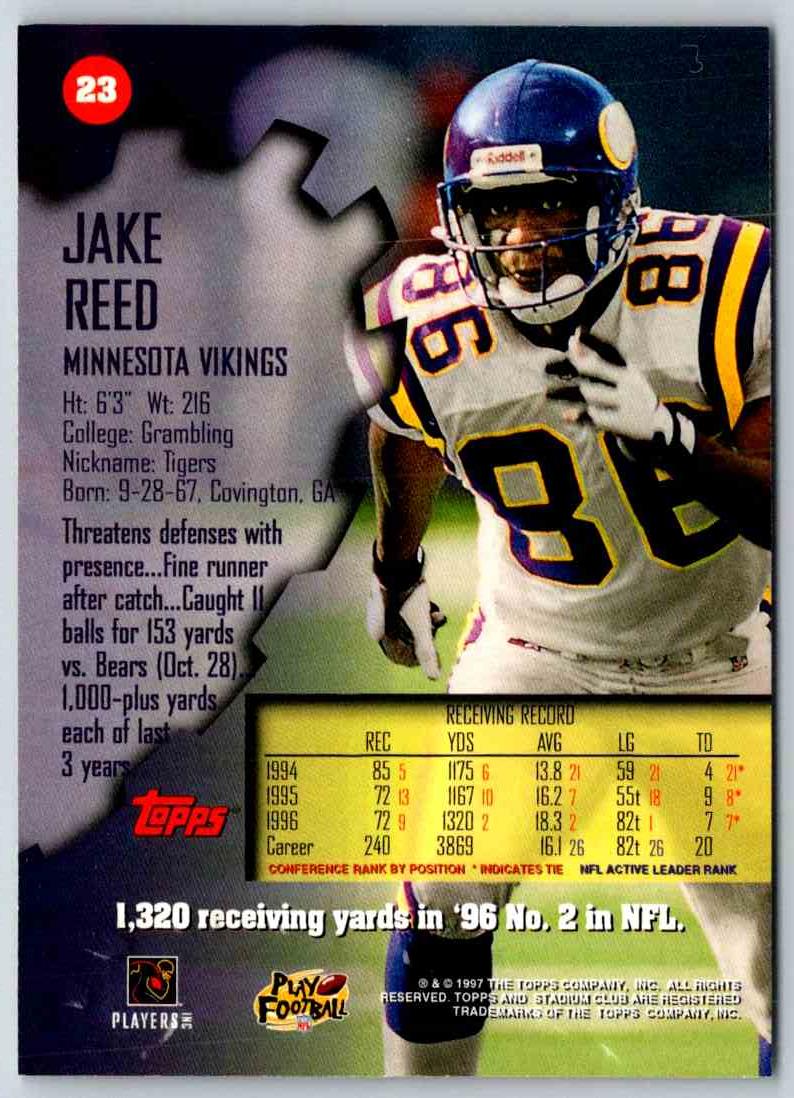 1997 Topps Stadium Club Football Jake Reed