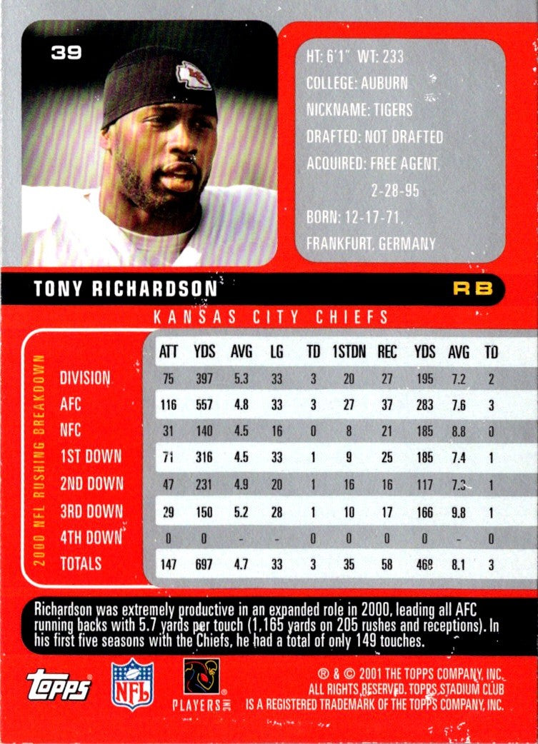 2001 Stadium Club Tony Richardson