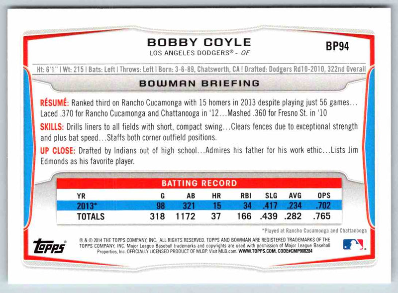 2014 Bowman Bobby Coyle