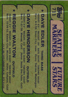 1982 Topps Mariners Future Stars - Dave Edler/Dave Henderson/Reggie Walton #711 Rookie