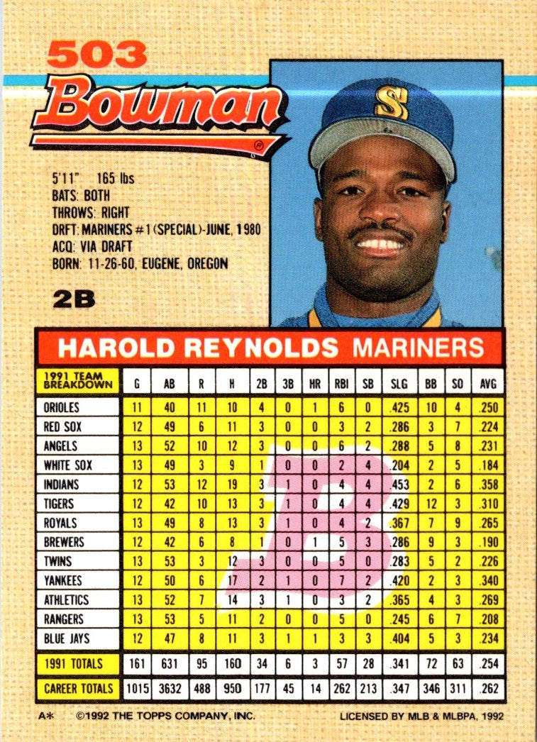 1992 Bowman Harold Reynolds