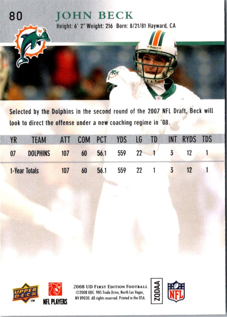 2008 Upper Deck First Edition John Beck