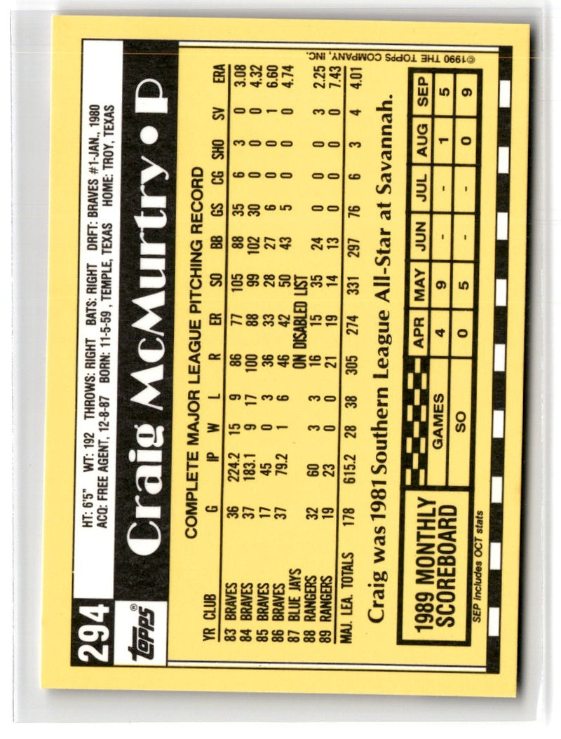 1990 Topps Tiffany Craig McMurtry