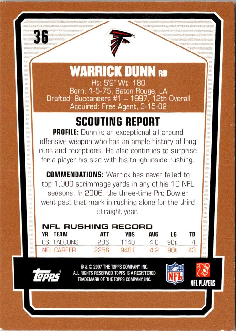 2007 Topps Draft Picks & Prospects Warrick Dunn