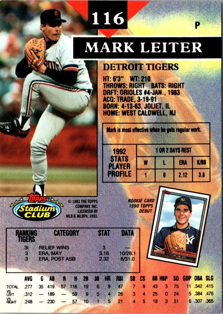 1993 Stadium Club Mark Leiter