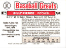 1989 Swell Baseball Greats Billy Pierce