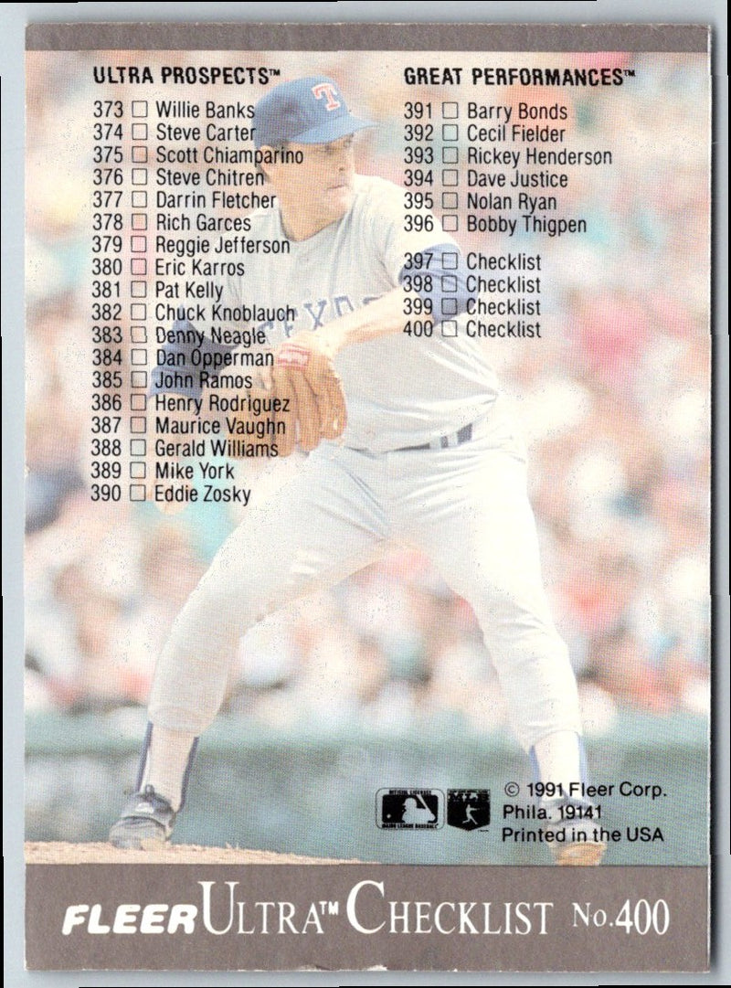 1991 Ultra Checklist: 314-400