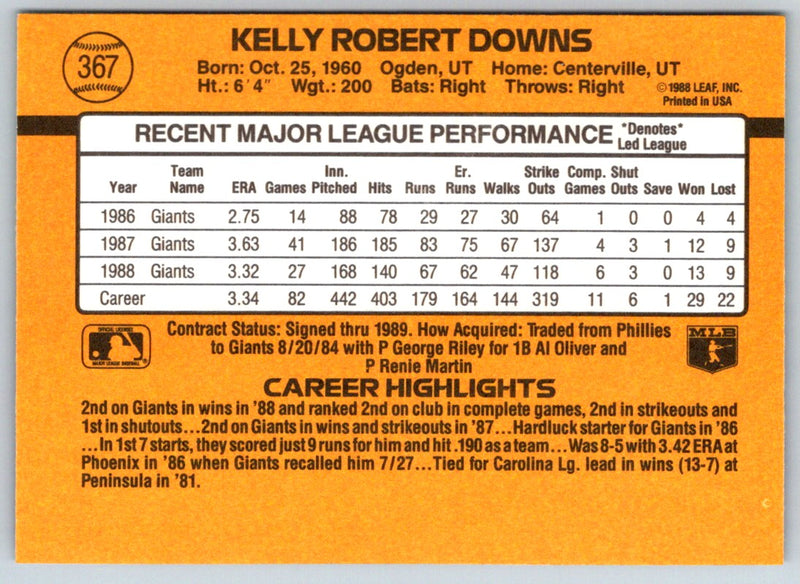 1989 Donruss Kelly Downs