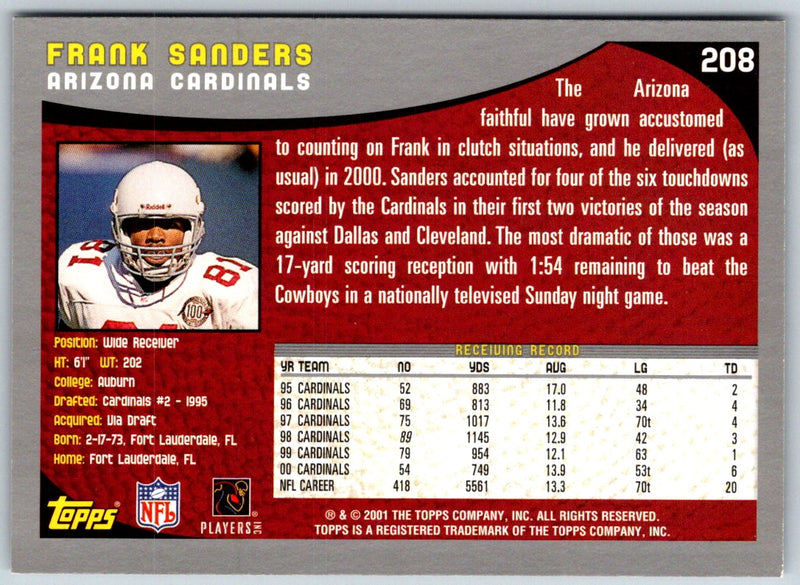 2001 Topps Frank Sanders