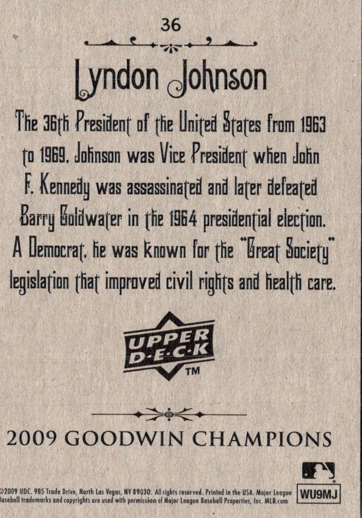 2009 Upper Deck Goodwin Champions Lyndon Johnson