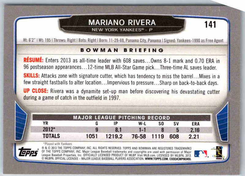 2013 Bowman Mariano Rivera