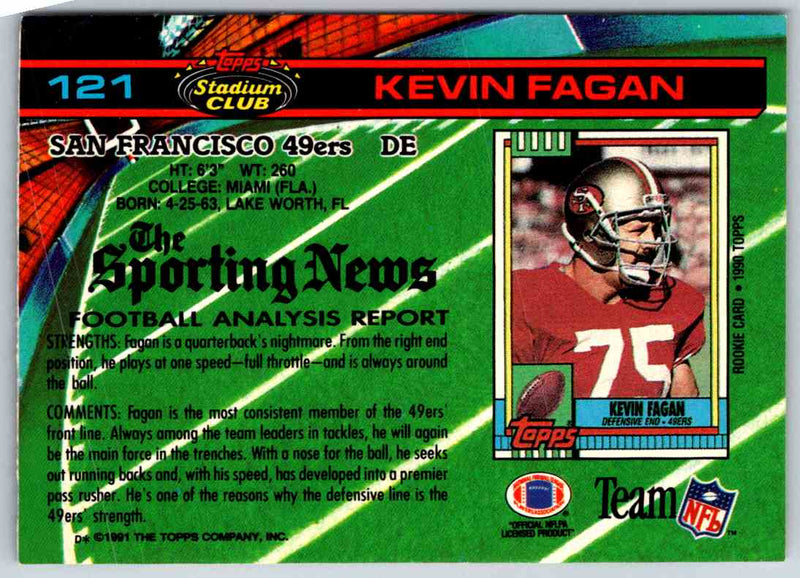 1994 Topps Stadium Club Football Kevin Fagan