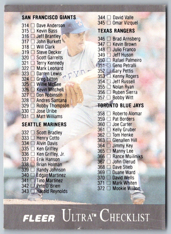 1991 Ultra Checklist: 314-400 #400