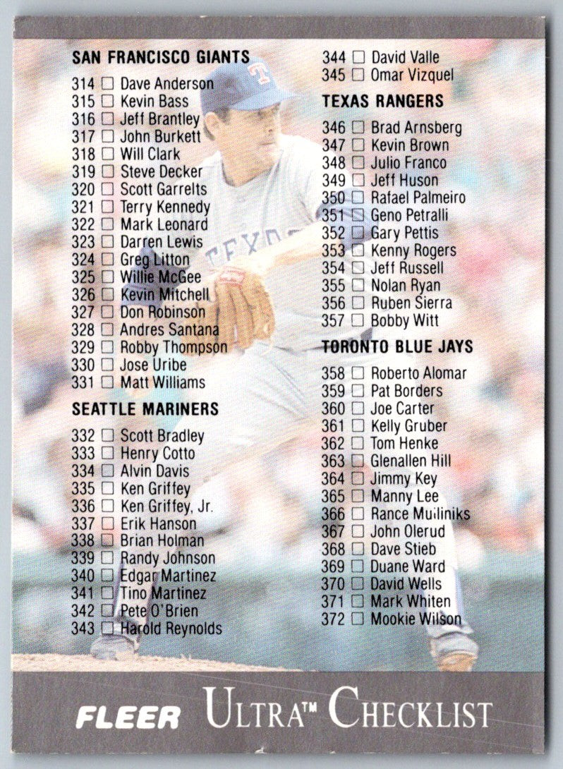 1991 Ultra Checklist: 314-400