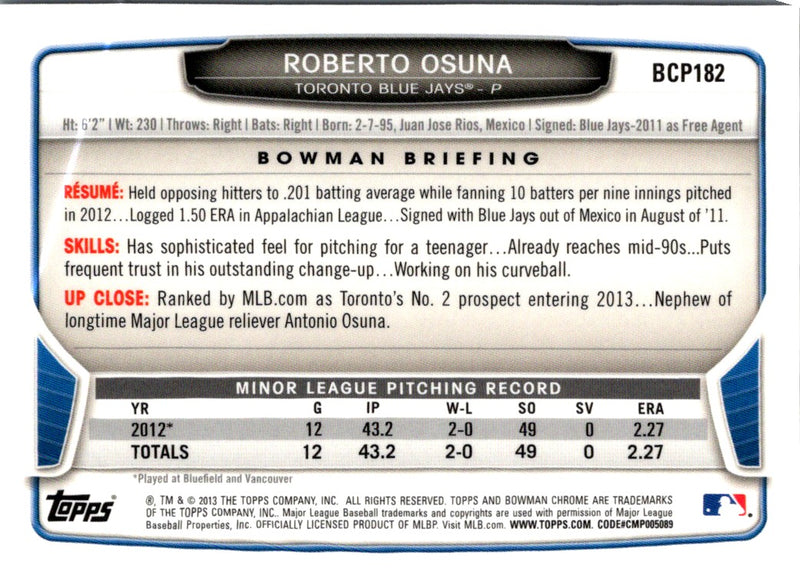 2013 Bowman Chrome Prospects Roberto Osuna