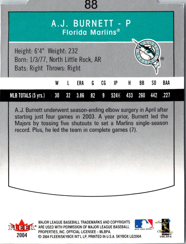 2004 SkyBox LE A.J. Burnett