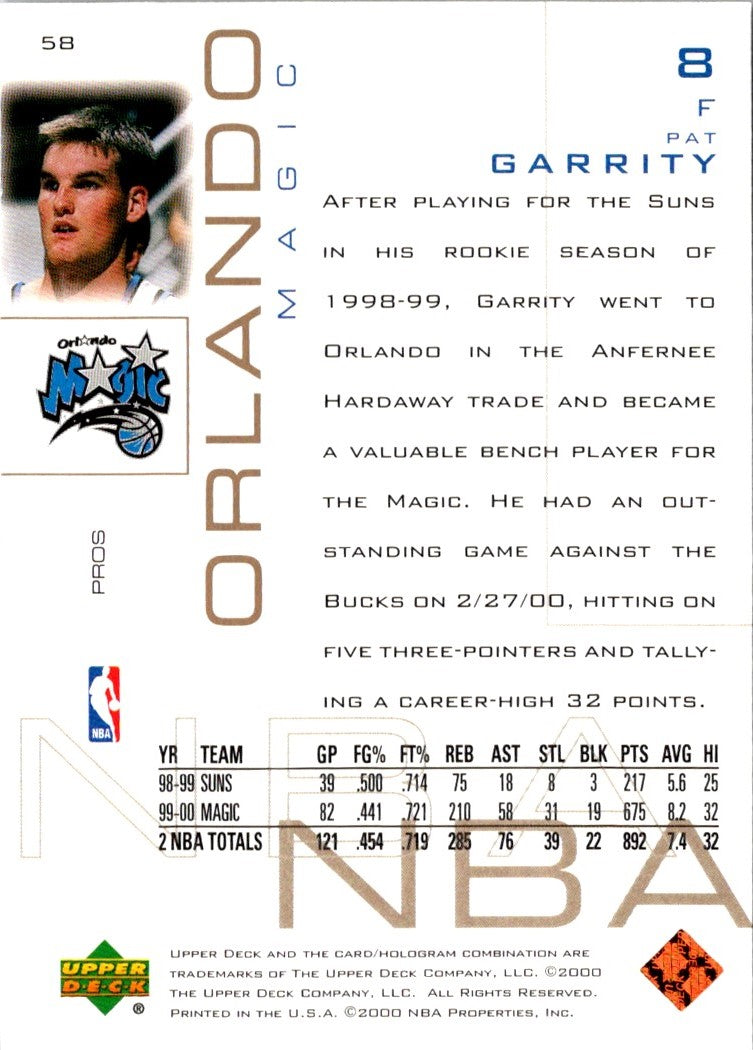 2000 Upper Deck Pros & Prospects Pat Garrity