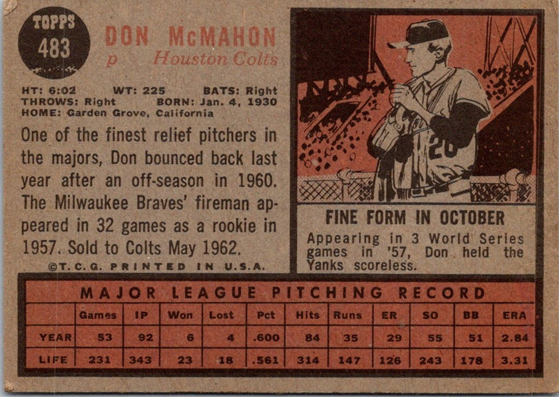 1962 Topps Don McMahon