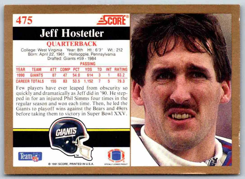 1991 Score Jeff Hostetler