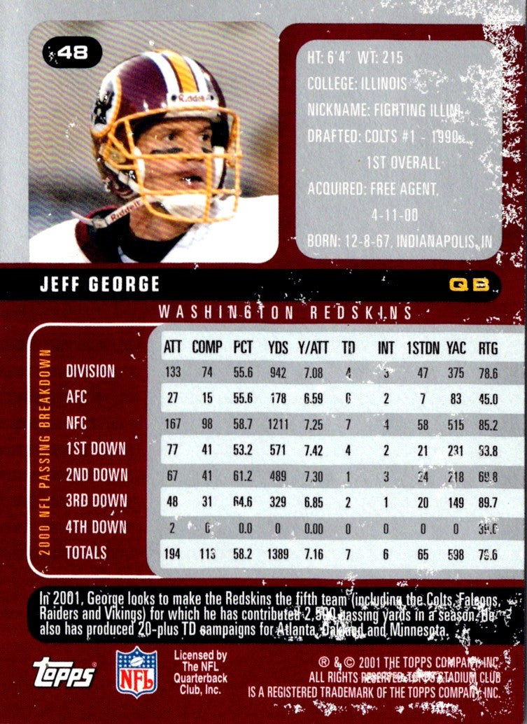 2001 Stadium Club Jeff George