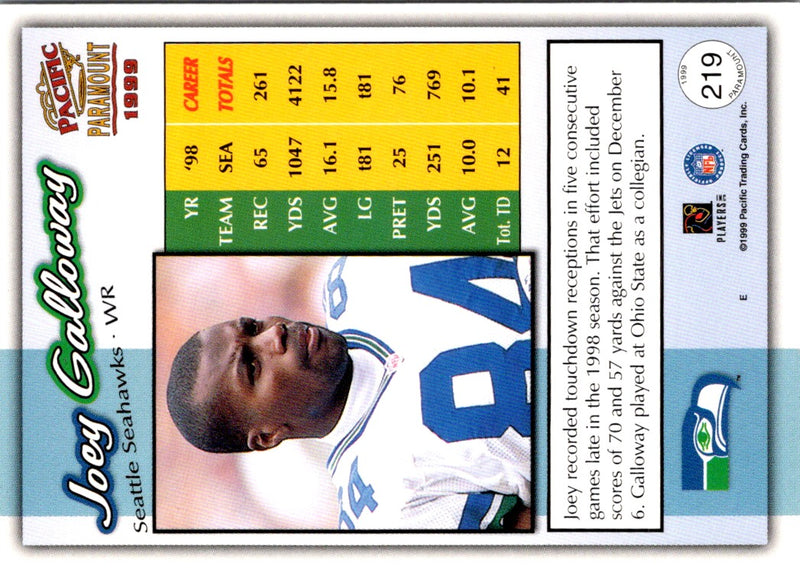 1999 Pacific Paramount Joey Galloway