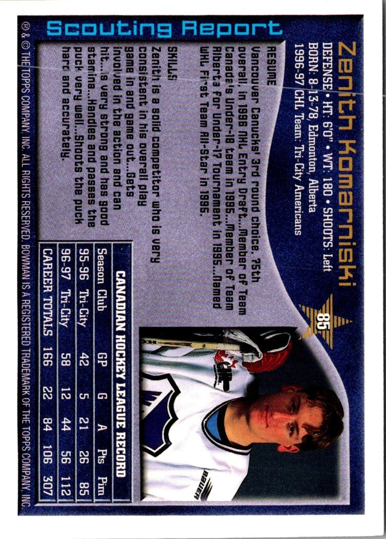 1997 Bowman CHL Zenith Komarniski