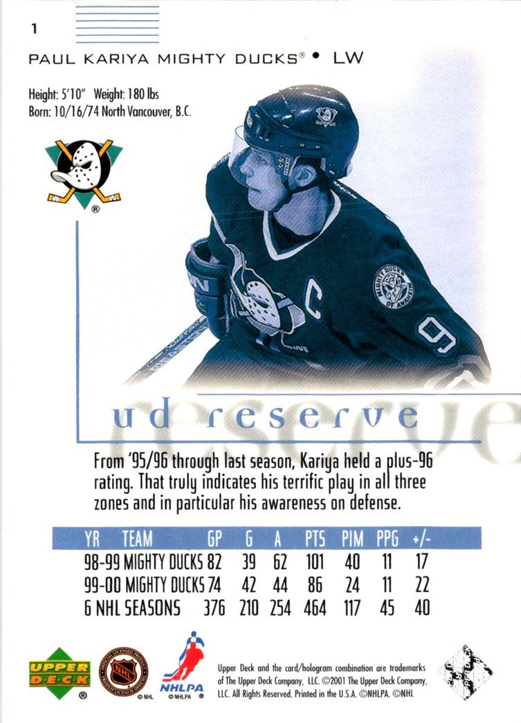 2000 UD Reserve Paul Kariya