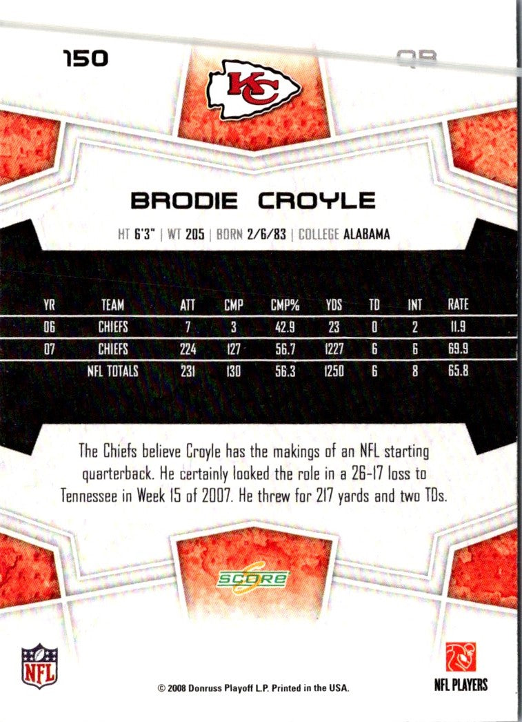 2008 Score Super Bowl XLIII Brodie Croyle