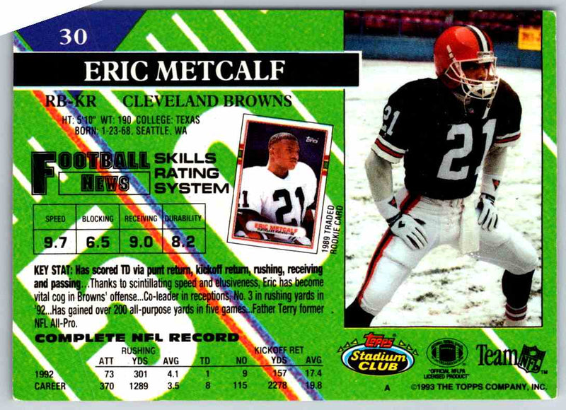 1991 Topps Stadium Club Football Eric Metcalf